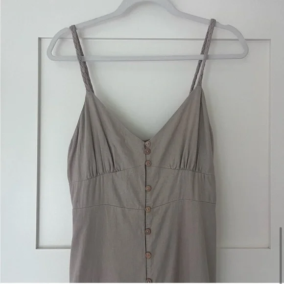Zara Beige Button-Front Midi Dress - Picture 6 of 9